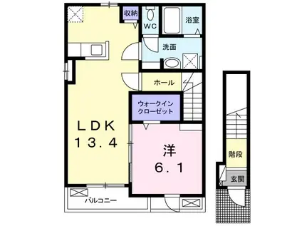かきつばた(1LDK/2階)の間取り写真
