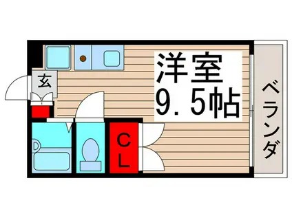 カーサ芝山(ワンルーム/1階)の間取り写真