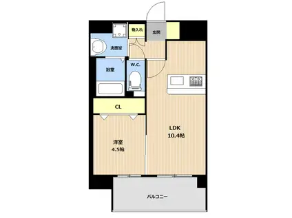 LIBTH旭橋(1LDK/10階)の間取り写真