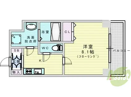プレサンスOSAKA江坂(1K/2階)の間取り写真