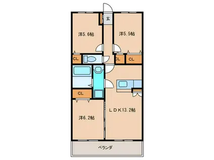 プレアマール(3LDK/3階)の間取り写真