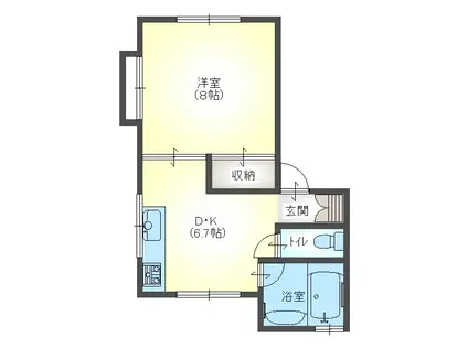 カトレアK(1DK/1階)の間取り写真