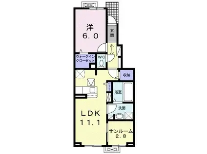 サンブライトA(1LDK/1階)の間取り写真