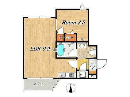 パークサイド壬生アネックス(1LDK/2階)の間取り写真