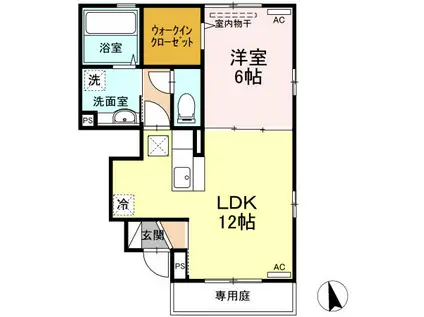 カーサ ルミナス(1LDK/1階)の間取り写真