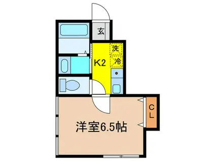 ジーヴォ・KS2(1K/1階)の間取り写真
