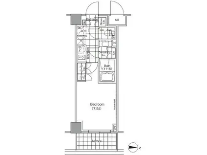 ザ・パークハビオ高円寺(1K/1階)の間取り写真