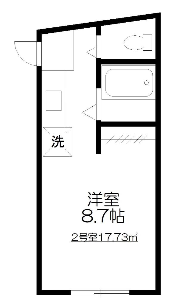 長屋アパートメントHACHI(ワンルーム/2階)の間取り写真