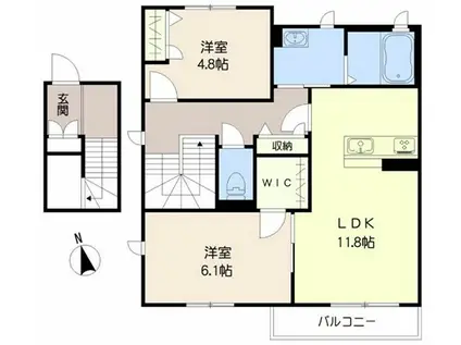 Fフラッツ鳥栖(2LDK/2階)の間取り写真