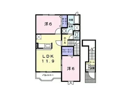 サンライズ幸(2LDK/2階)の間取り写真