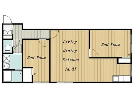 WEALTHY 長谷(2LDK/3階)の間取り写真