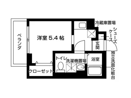 ルリエ豊中(1K/1階)の間取り写真