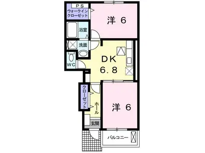 ヴァンベール VI(2DK/1階)の間取り写真
