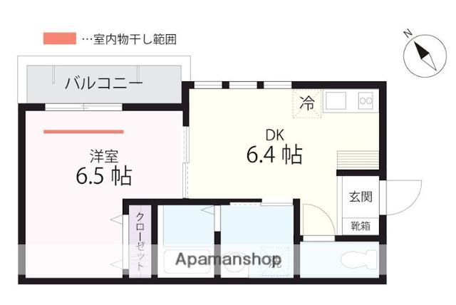 QUIET CRAB HOUSE MIX山手(1DK/3階)の間取り写真