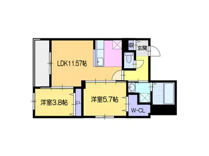 ジェムスパンカー(2LDK/2階)の間取り写真