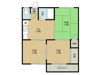 コーポ大津(3DK/1階)の間取り写真