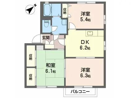 ヴィオラ片山 D棟(3DK/2階)の間取り写真
