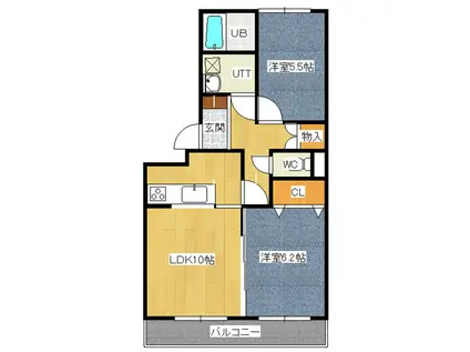 フェリスタ北4条(2LDK/1階)の間取り写真