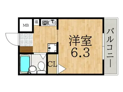 駅前岡ハイツ(1K/4階)の間取り写真