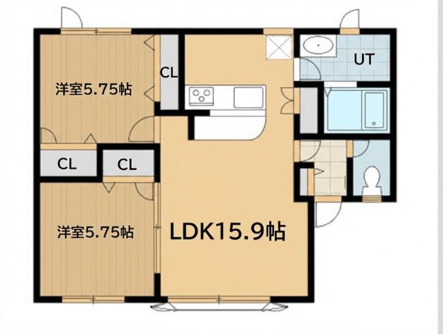 エスポワール壱番街(2LDK/1階)の間取り写真