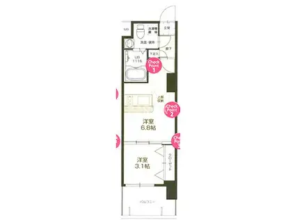 ORIENT 72HARBOR イースト TOWER(1DK/4階)の間取り写真