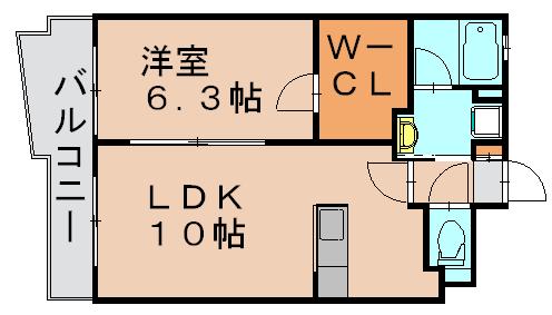 パークサイドスクエア(1LDK/7階)の間取り写真