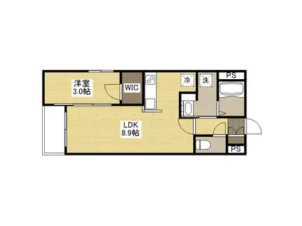 月光福山東弐番館(1LDK/1階)の間取り写真