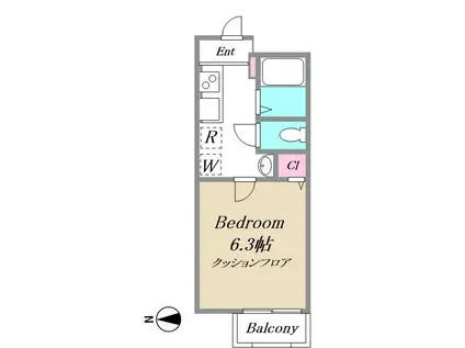 コメットKKVI(1K/1階)の間取り写真