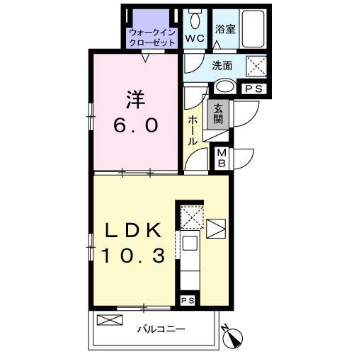 レイモンドジャルダン(1LDK/1階)の間取り写真