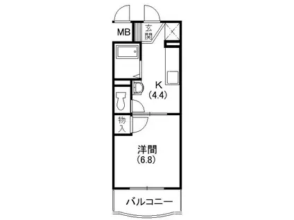 クレールアン(1K/3階)の間取り写真