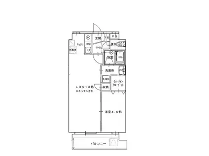下中野S-1ビル(1LDK/4階)の間取り写真