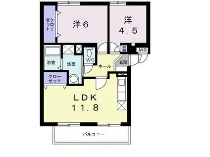 小田急小田原線 愛甲石田駅 徒歩19分 3階建 築30年(2LDK/2階)の間取り写真