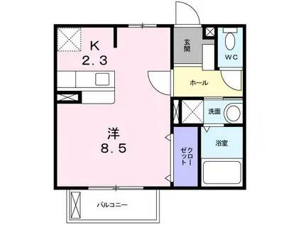 ウエスト・エレガンス(1K/1階)の間取り写真