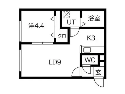 ヒールコート(1LDK/2階)の間取り写真