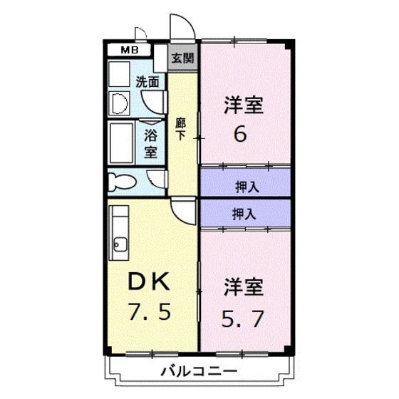 コンフォートT(2DK/3階)の間取り写真