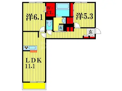 ベリーナ(2LDK/3階)の間取り写真