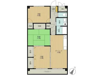 サンコート小山(3DK/3階)の間取り写真