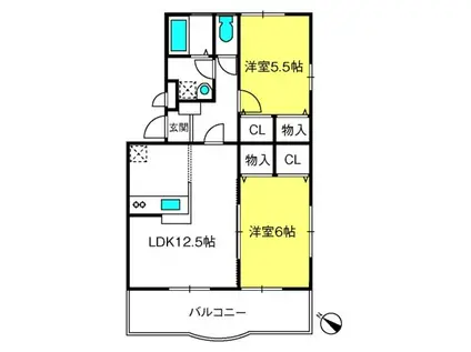 サンウィングW(2LDK/1階)の間取り写真