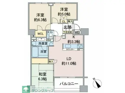 アトラスシアンズ東戸塚(3LDK/7階)の間取り写真