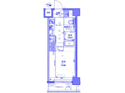 GROWS NISHI YOKOHAMAII(1K/2階)の間取り写真