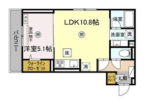アベリアII番館(1LDK/1階)の間取り写真
