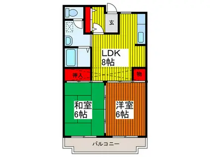 エスポワール増田(2LDK/4階)の間取り写真