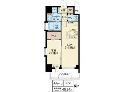 スプランディッド江坂III(1LDK/8階)の間取り写真