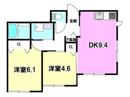 CARINO CALMA(2DK/1階)の間取り写真