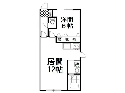 ぐらんどーる川北通(1LDK/2階)の間取り写真