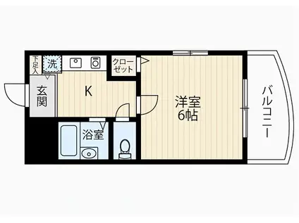 ライオンズマンション大濠第3-708(1K/7階)の間取り写真