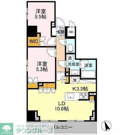 リーラ品川戸越(2LDK/4階)の間取り写真