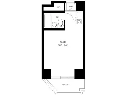 陽輪台西新宿(ワンルーム/12階)の間取り写真