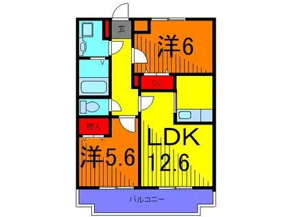 グランベル・ハウス(2LDK/2階)の間取り写真