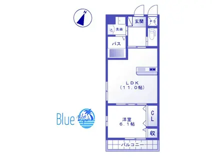 アオイリオーサ(1LDK/2階)の間取り写真